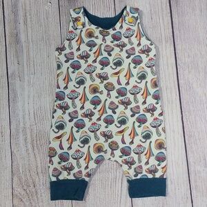 Custom Made ADJUSTABLE Grow-With-Me Infant/Toddler Romper 6m-4+y Shroomies cream